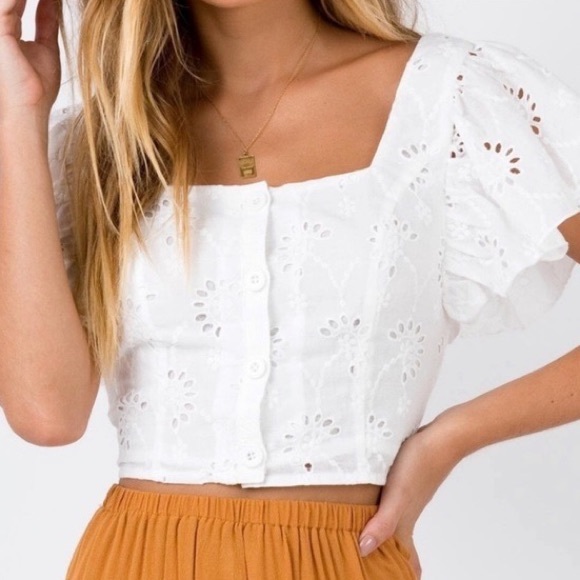Eyelet Ruffled Top - Picture 1 of 2